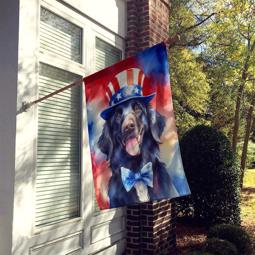 Flat-Coated Retriever Patriotic American House Flag