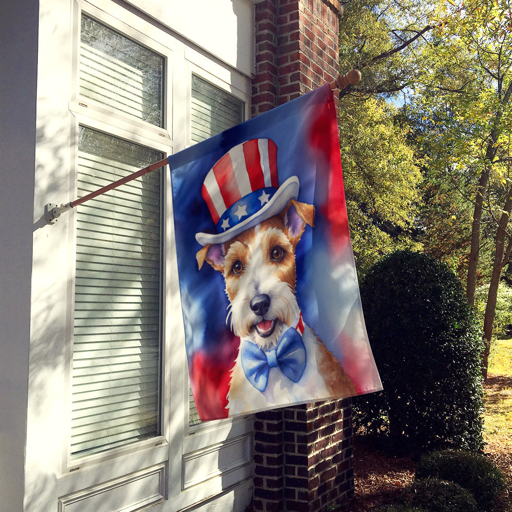 Fox Terrier Patriotic American House Flag