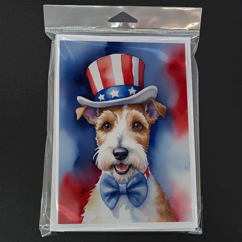 Fox Terrier Patriotic American Greeting Cards Pack of 8