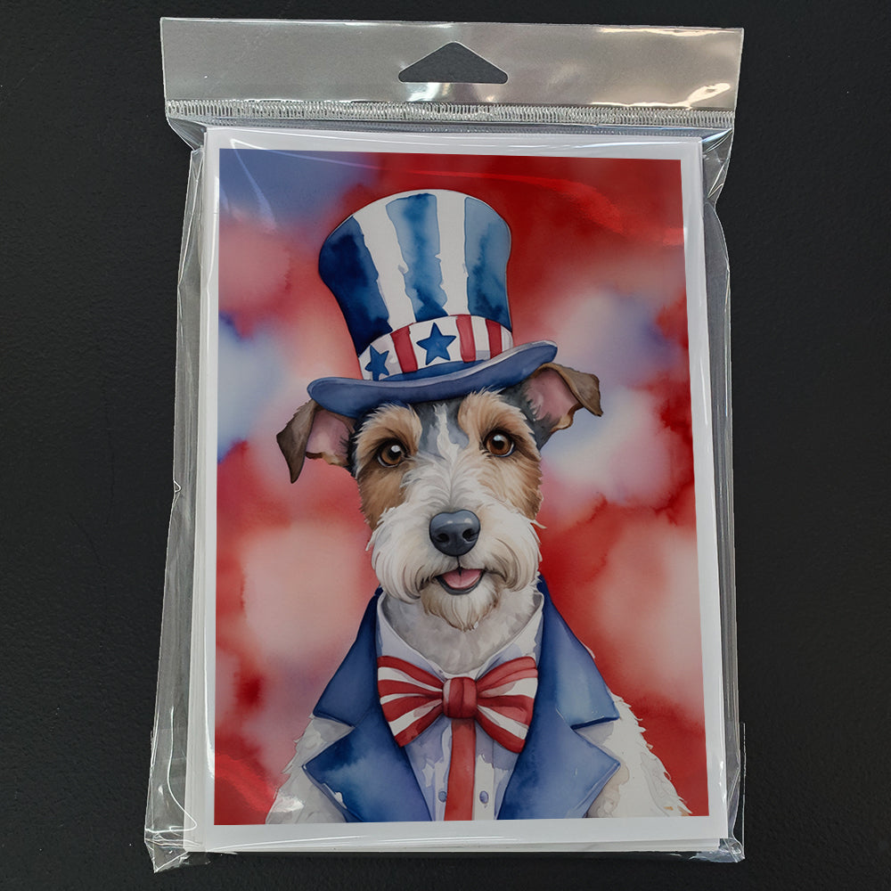 Fox Terrier Patriotic American Greeting Cards Pack of 8