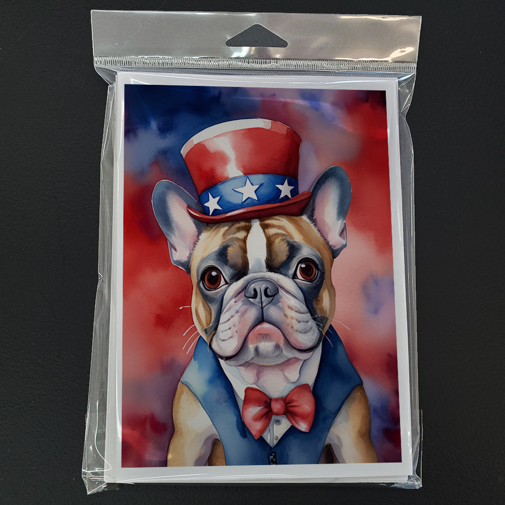 French Bulldog Patriotic American Greeting Cards Pack of 8