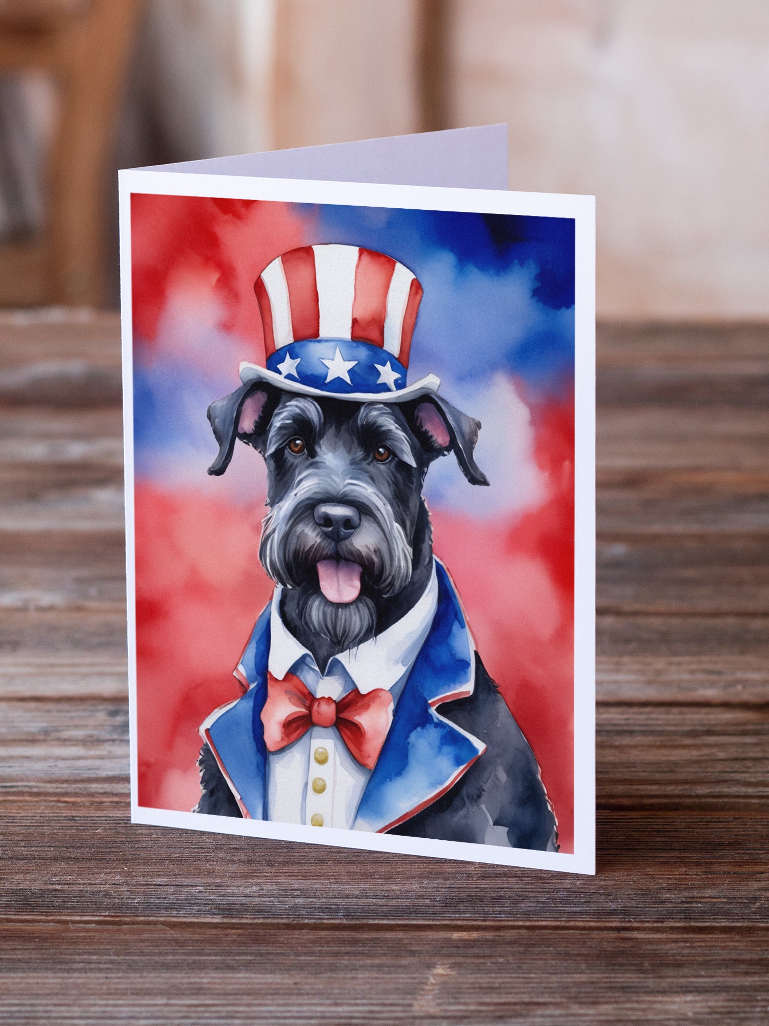 Buy this Giant Schnauzer Patriotic American Greeting Cards Pack of 8