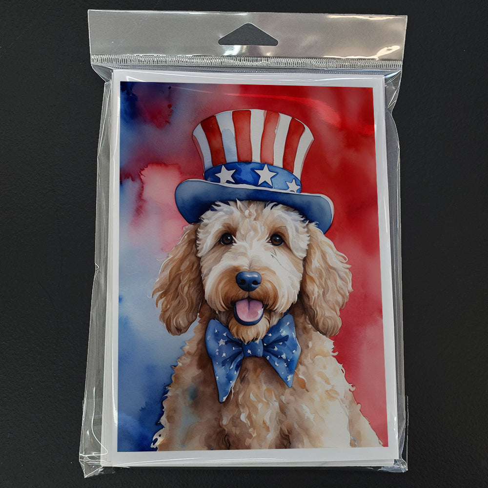 Goldendoodle Patriotic American Greeting Cards Pack of 8
