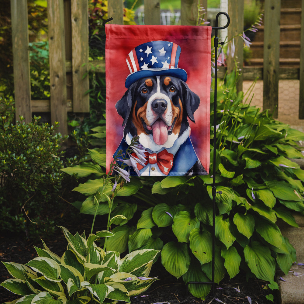 Buy this Greater Swiss Mountain Dog Patriotic American Garden Flag