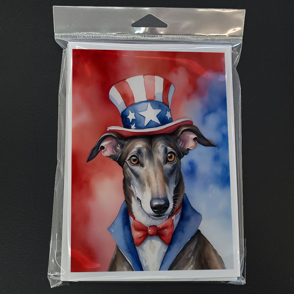 Greyhound Patriotic American Greeting Cards Pack of 8