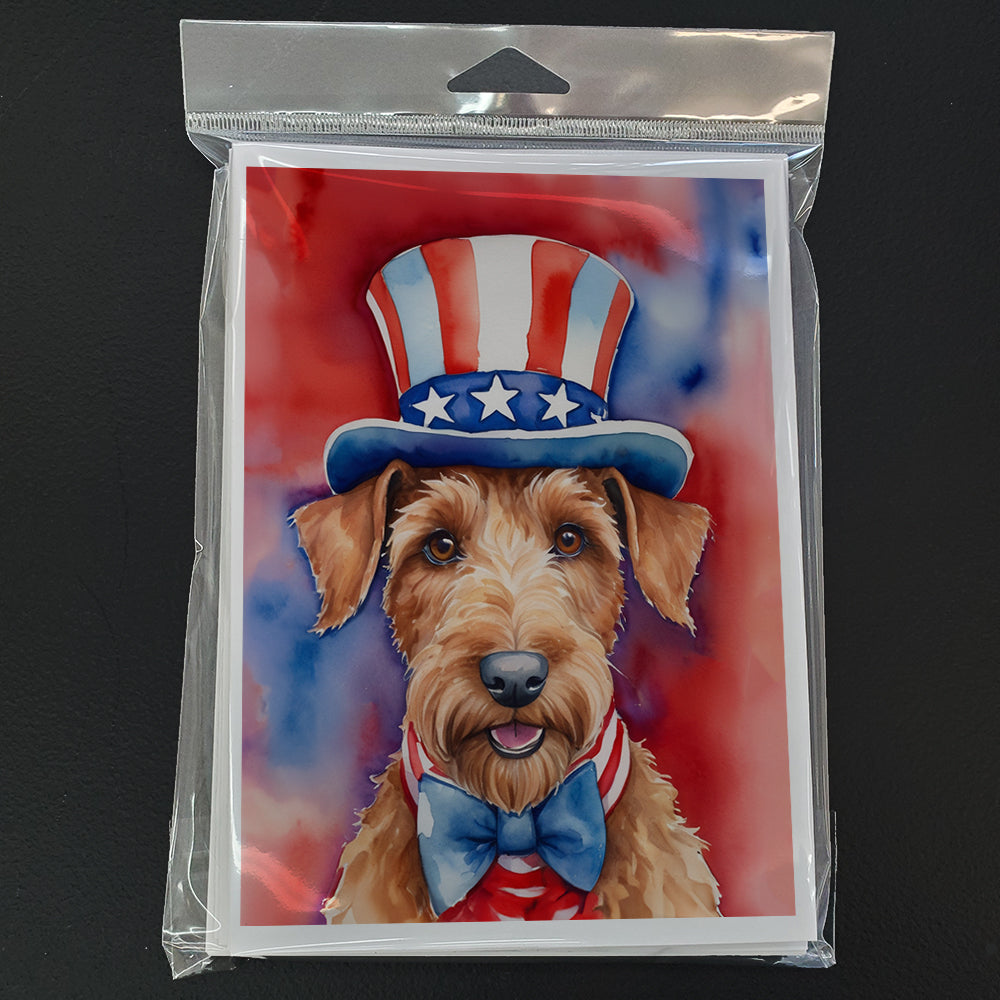 Irish Terrier Patriotic American Greeting Cards Pack of 8