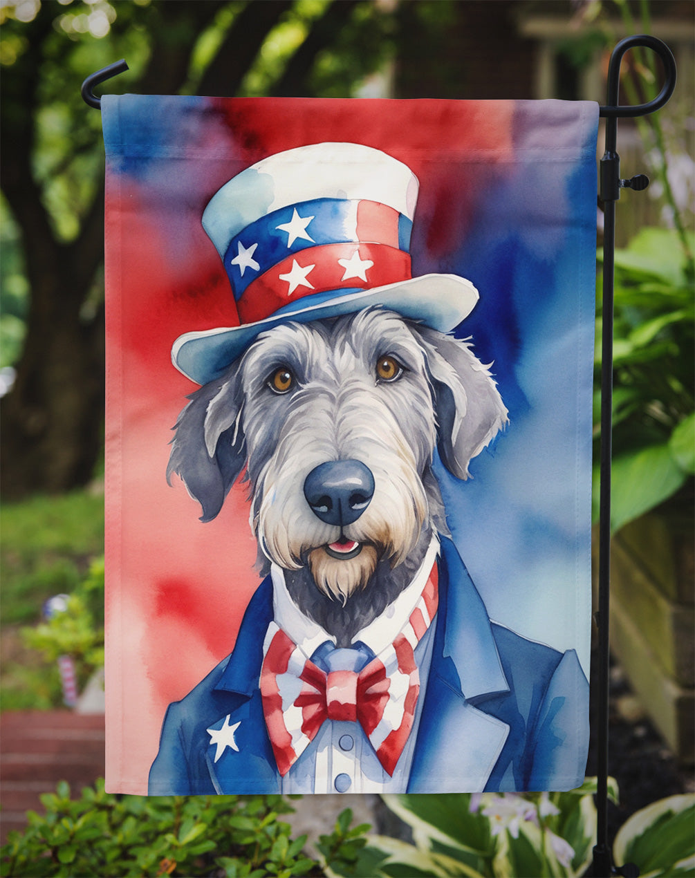Irish Wolfhound Patriotic American Garden Flag