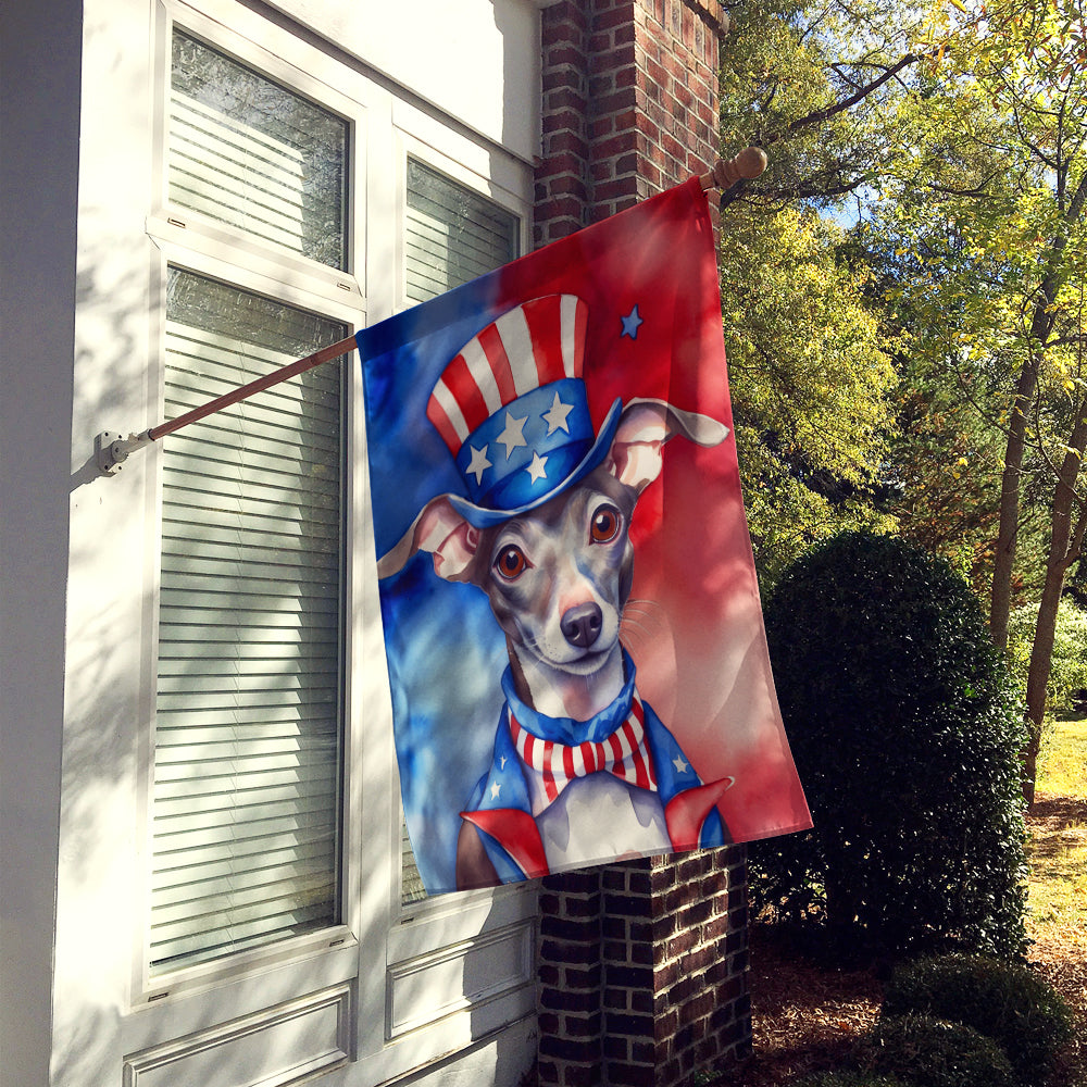Italian Greyhound Patriotic American House Flag