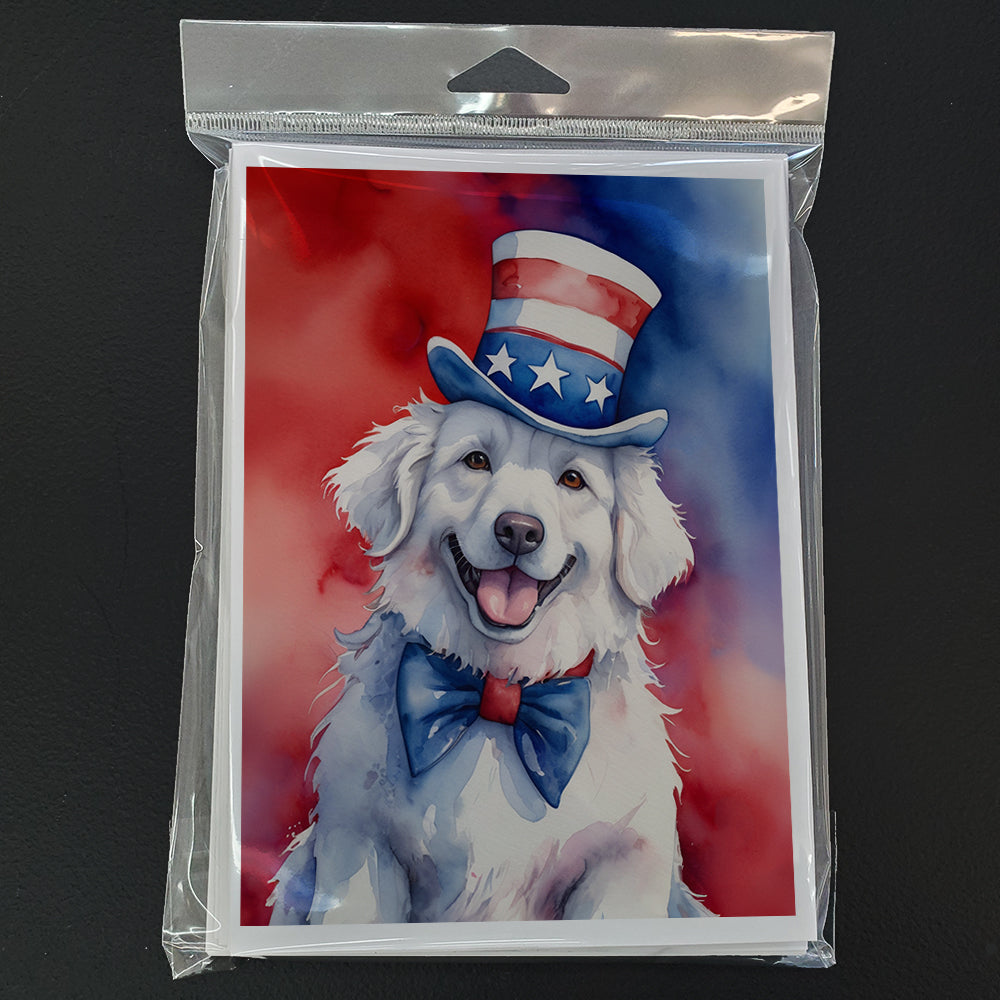 Kuvasz Patriotic American Greeting Cards Pack of 8