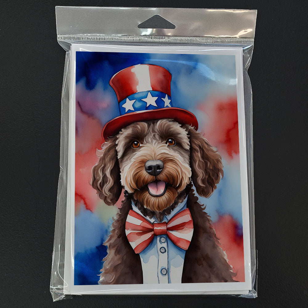 Labradoodle Patriotic American Greeting Cards Pack of 8