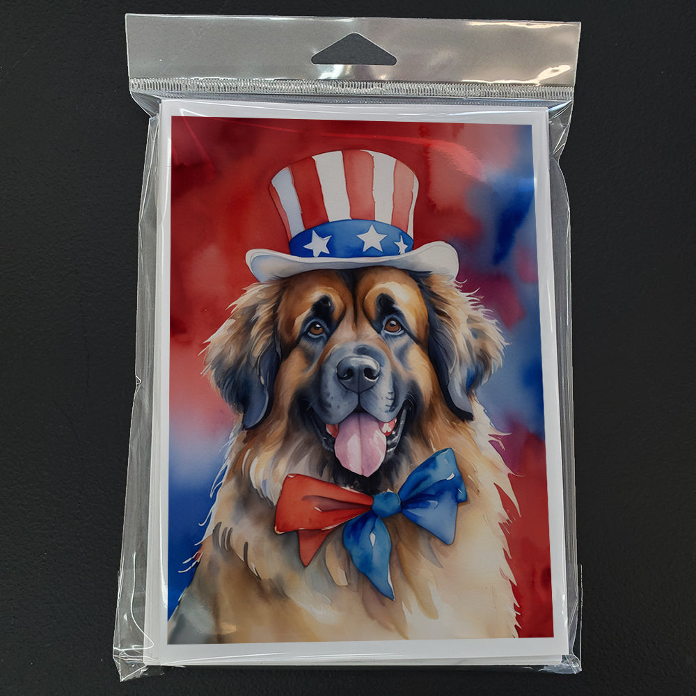 Leonberger Patriotic American Greeting Cards Pack of 8