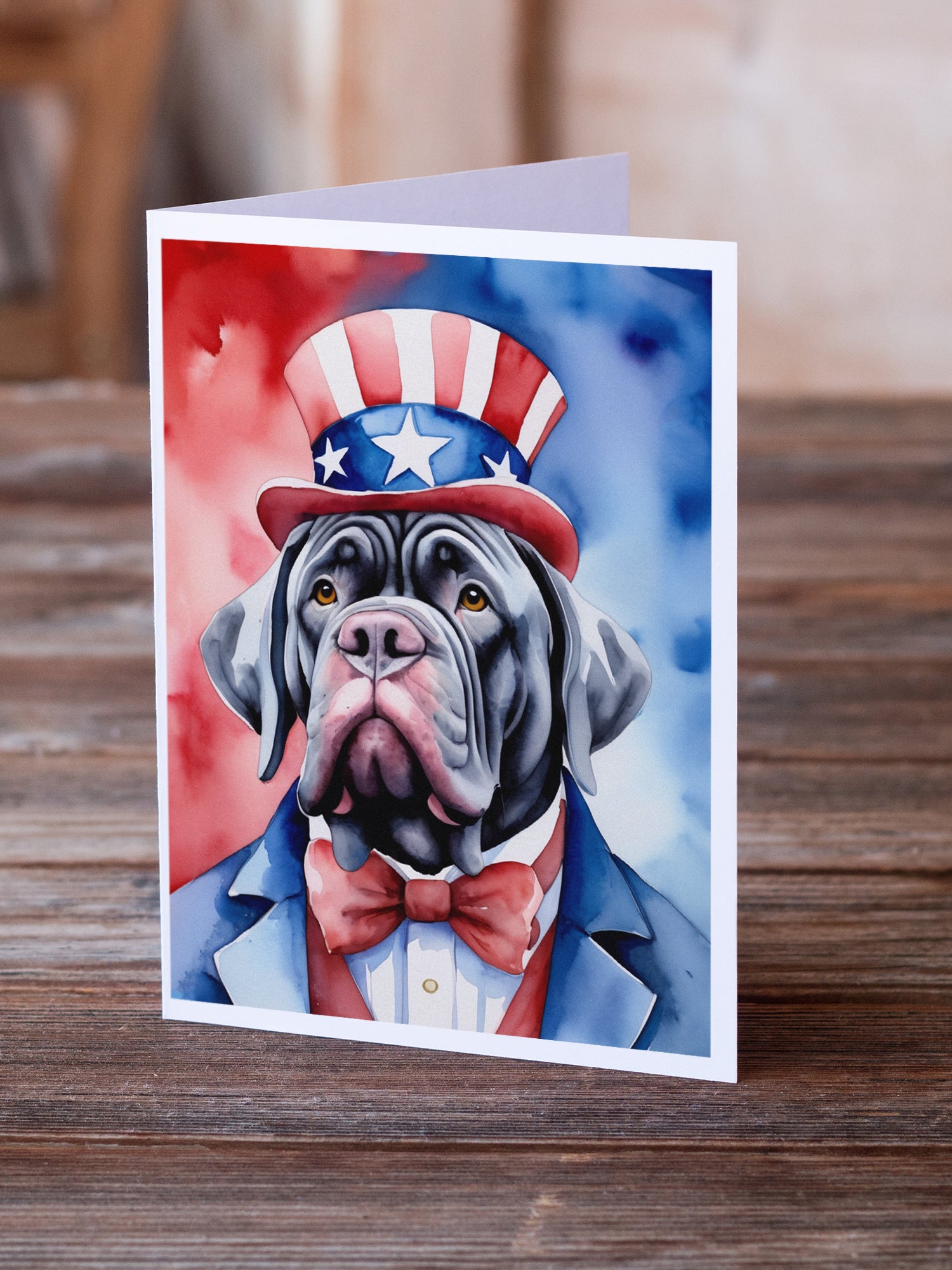 Neapolitan Mastiff Patriotic American Greeting Cards Pack of 8