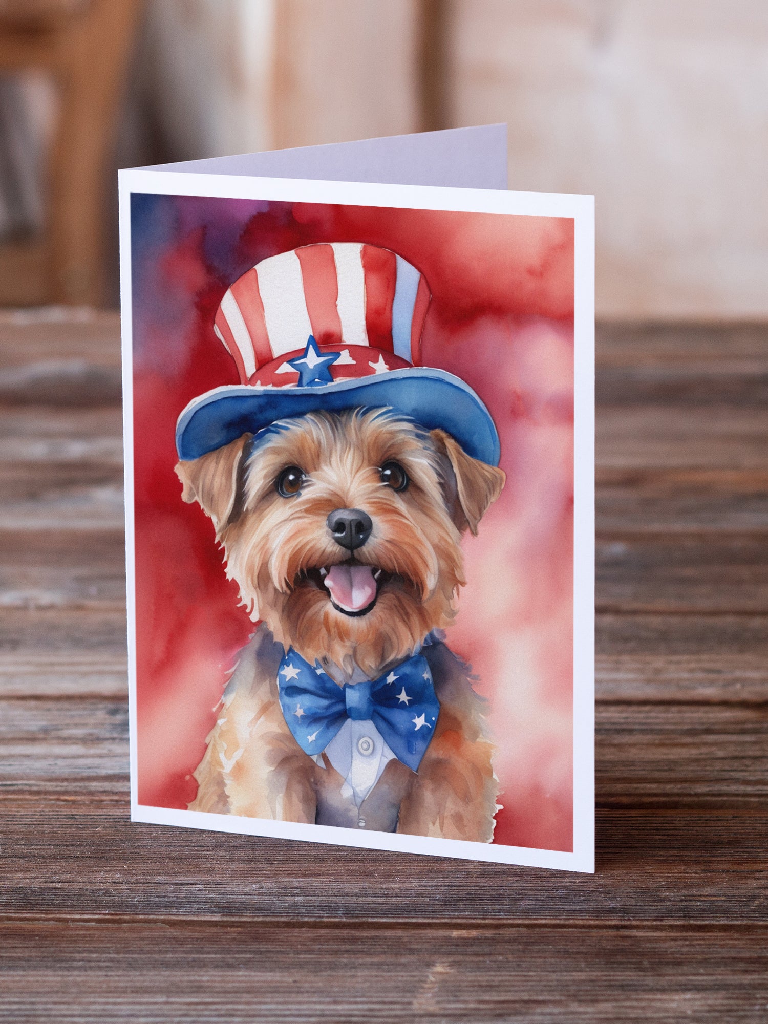 Norfolk Terrier Patriotic American Greeting Cards Pack of 8