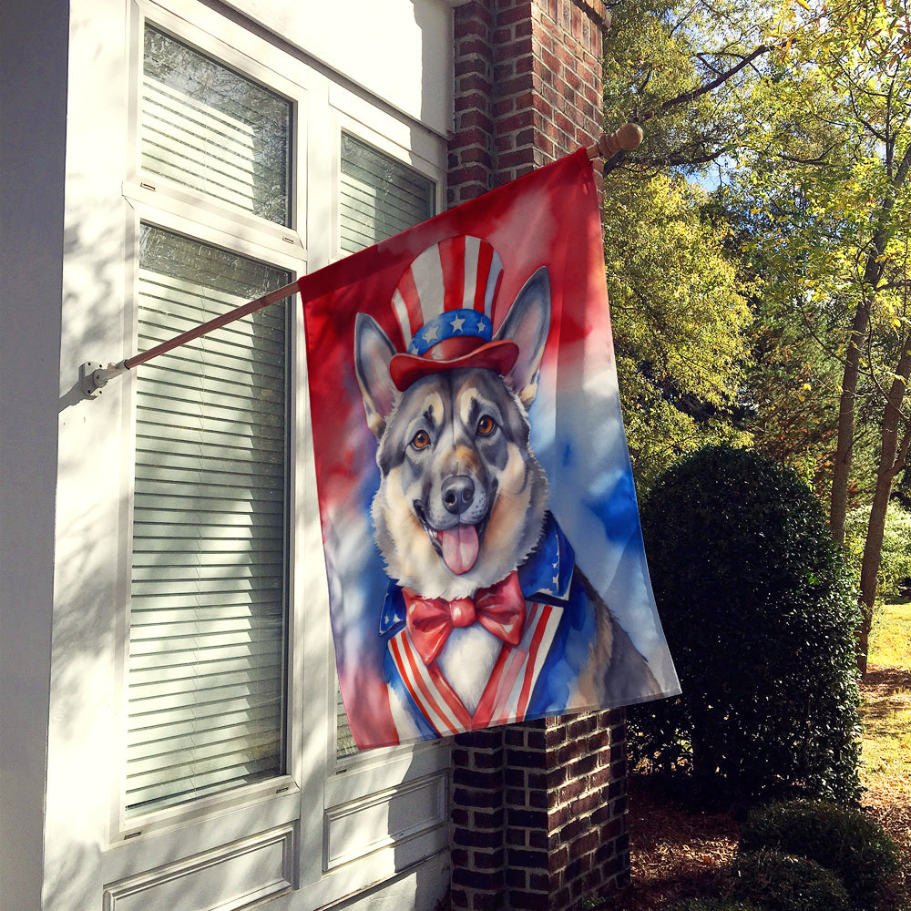 Norwegian Elkhound Patriotic American House Flag