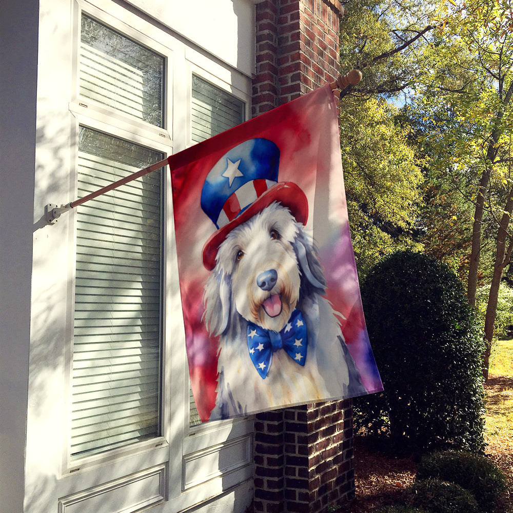 Old English Sheepdog Patriotic American House Flag