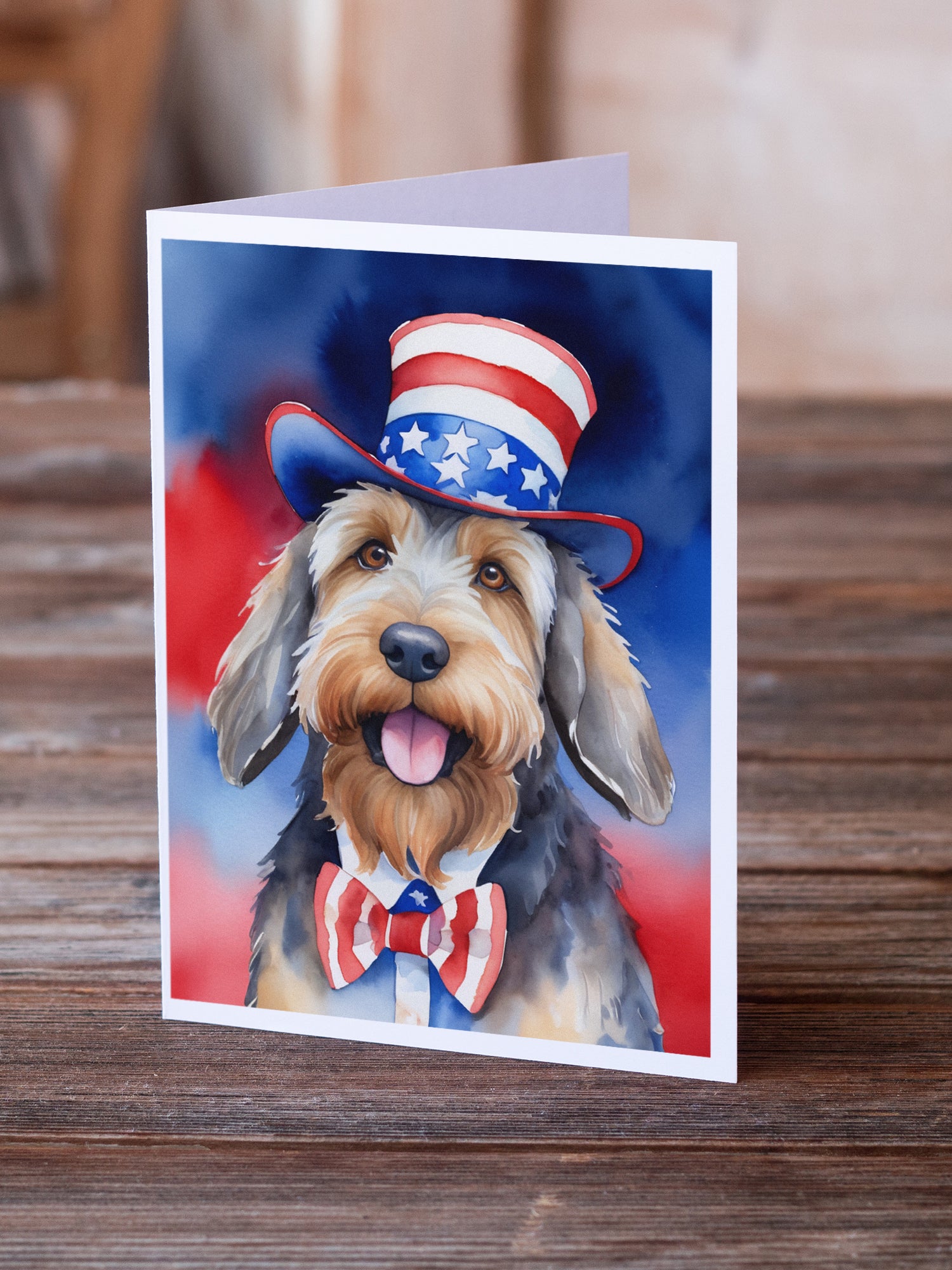 Otterhound Patriotic American Greeting Cards Pack of 8