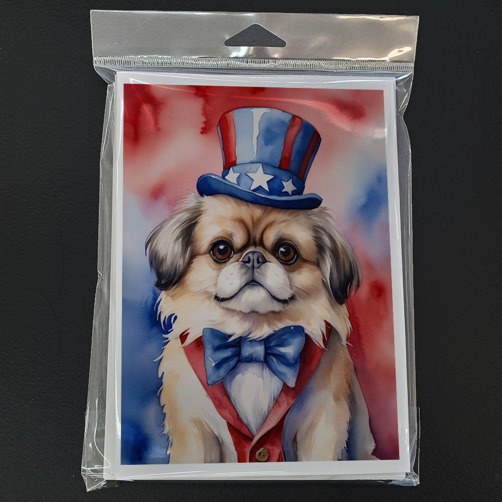 Pekingese Patriotic American Greeting Cards Pack of 8