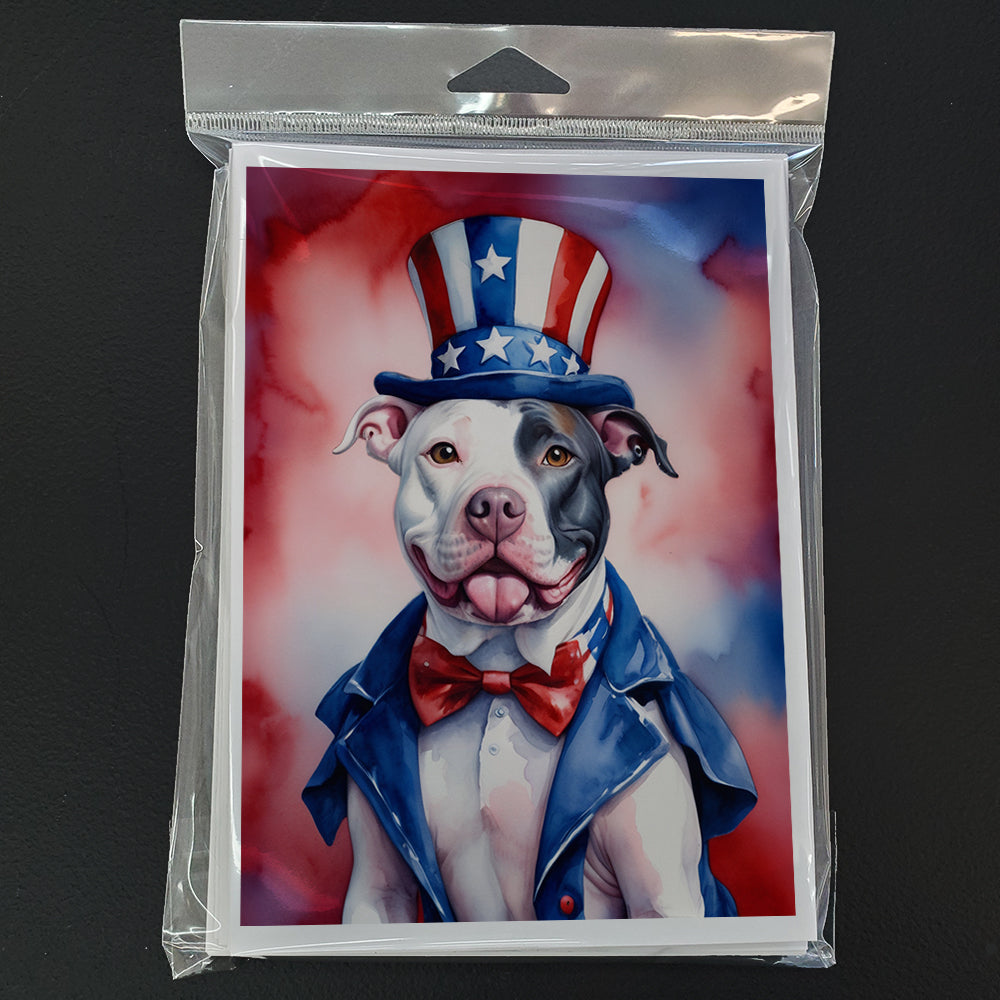 Pit Bull Terrier Patriotic American Greeting Cards Pack of 8