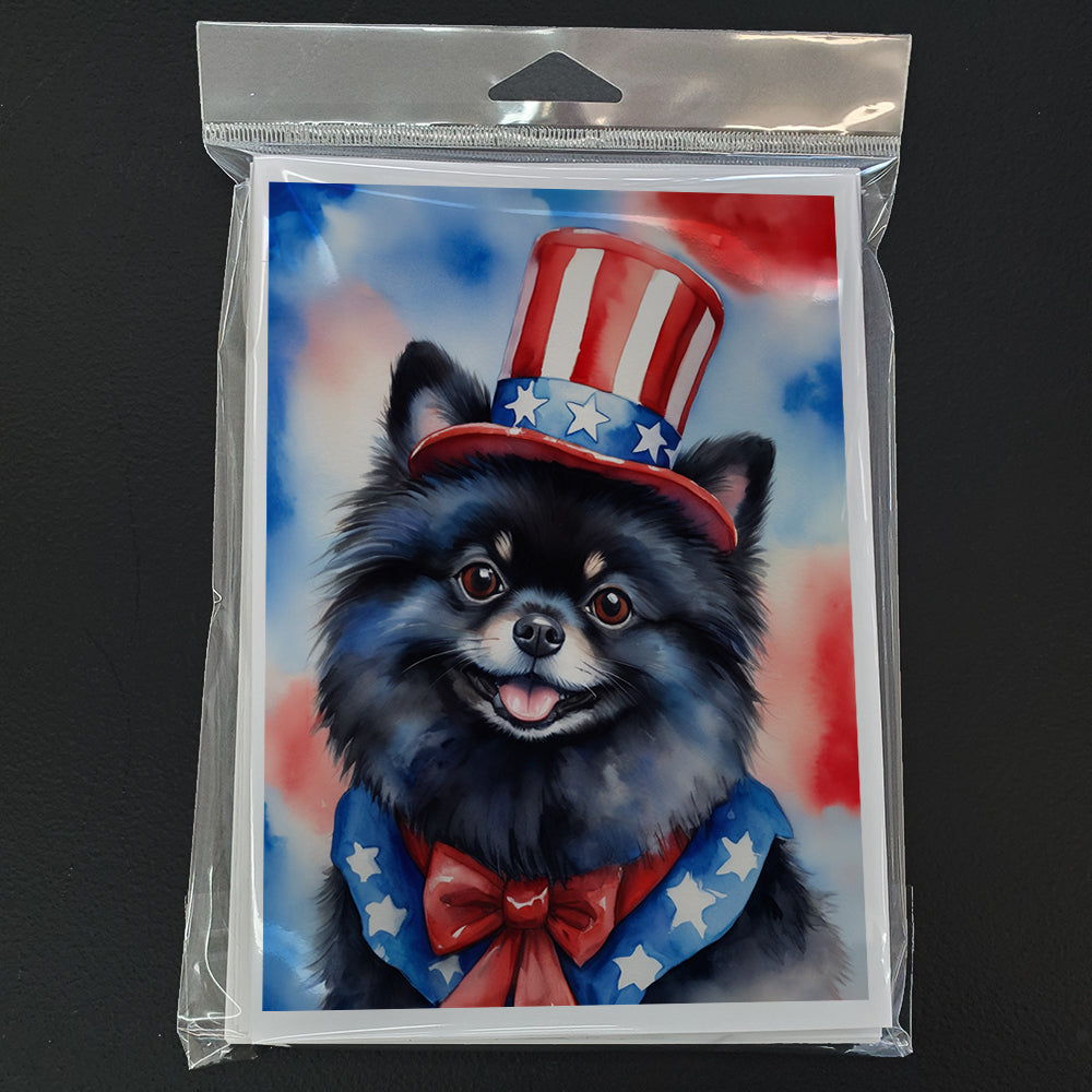 Pomeranian Patriotic American Greeting Cards Pack of 8