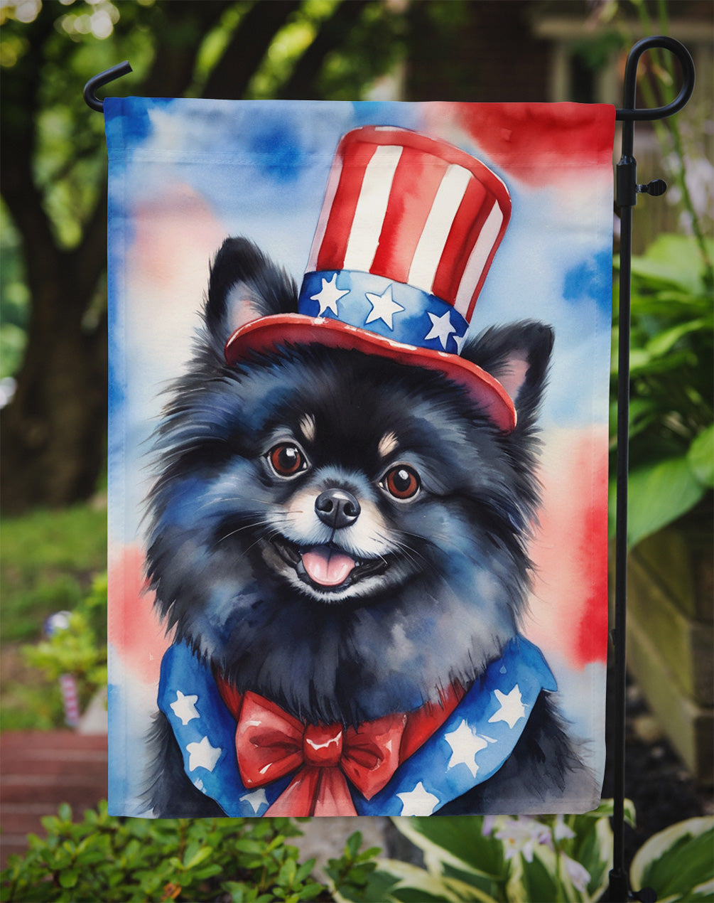 Pomeranian Patriotic American Garden Flag