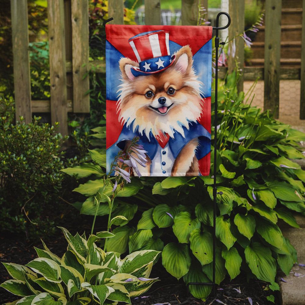 Pomeranian Patriotic American Garden Flag