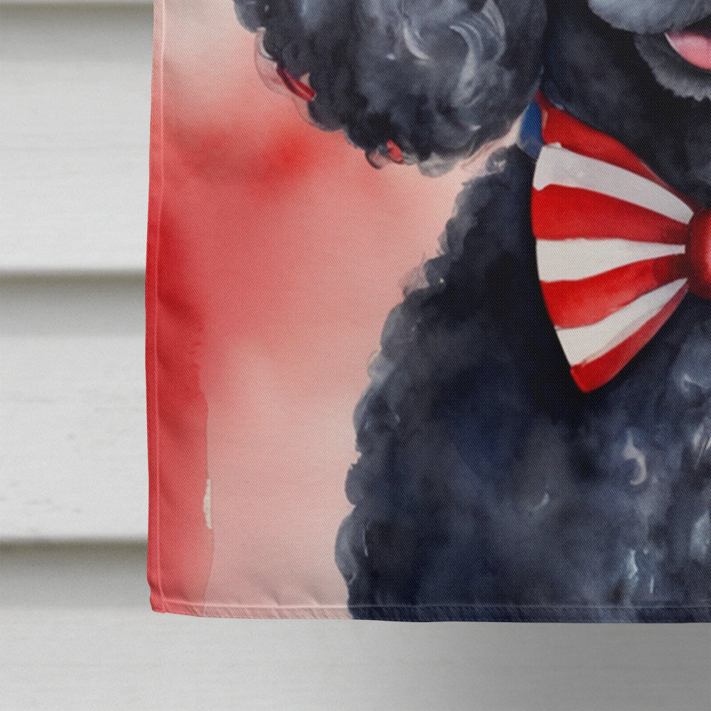 Black Poodle Patriotic American House Flag