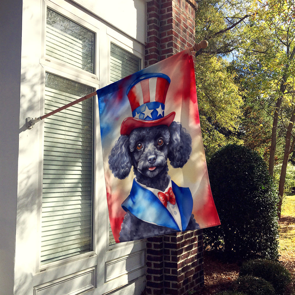 Black Poodle Patriotic American House Flag