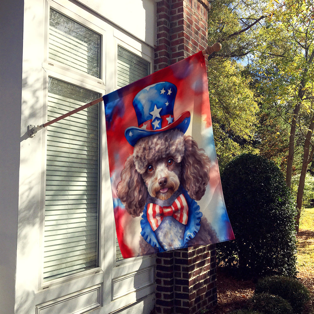 Poodle Patriotic American House Flag