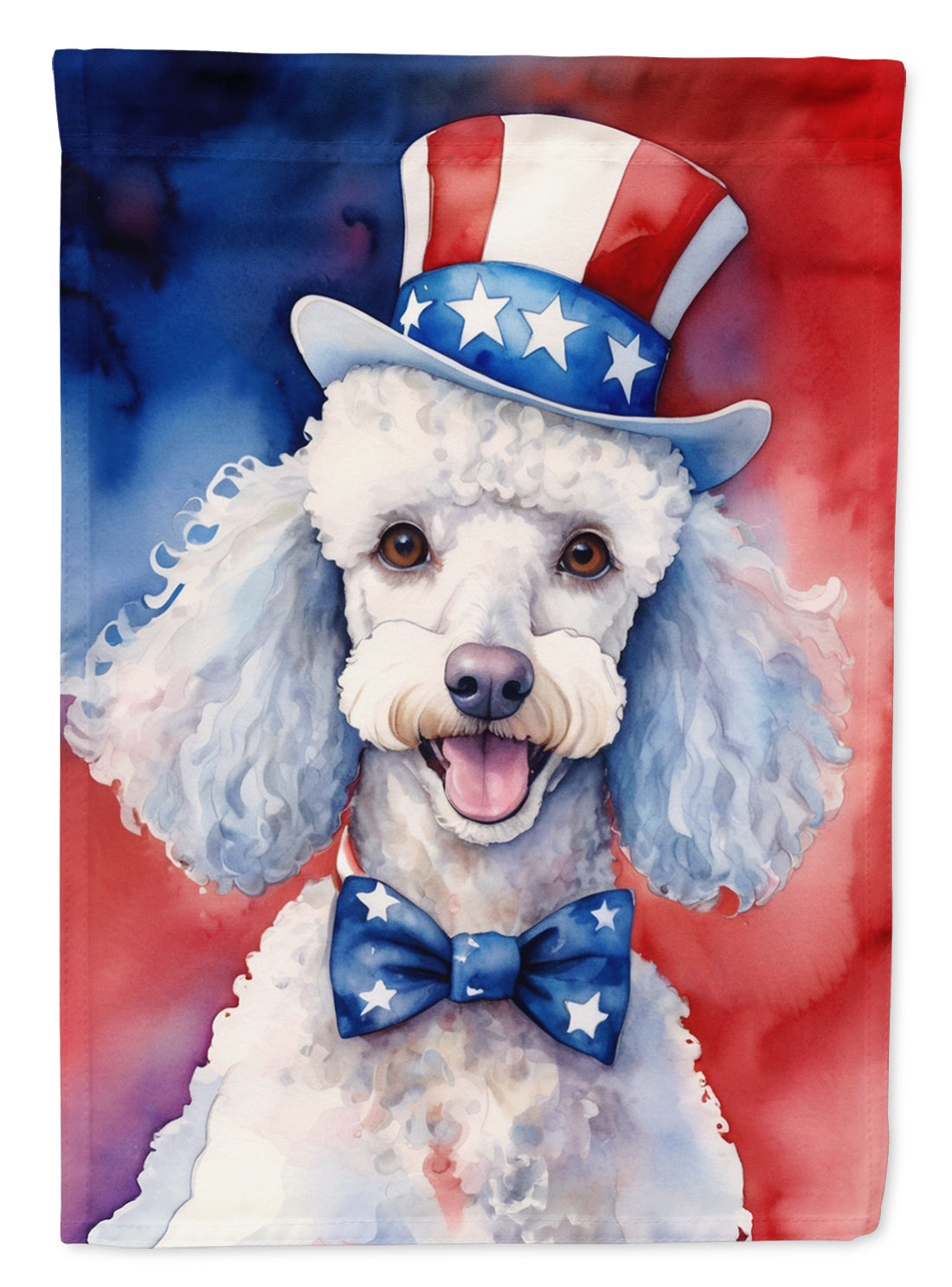 Buy this White Poodle Patriotic American House Flag