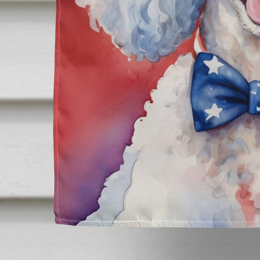 White Poodle Patriotic American House Flag