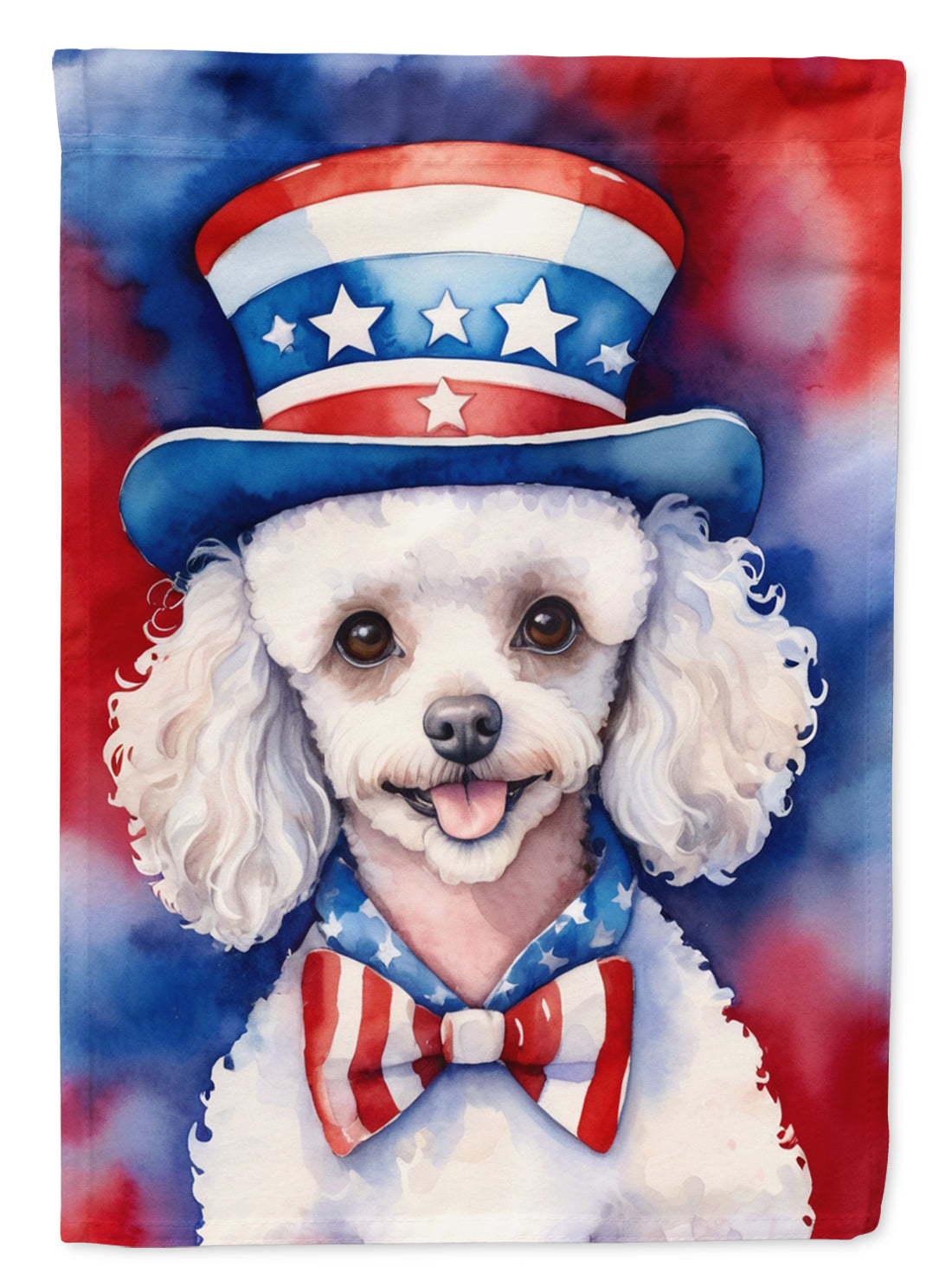 Buy this White Poodle Patriotic American House Flag