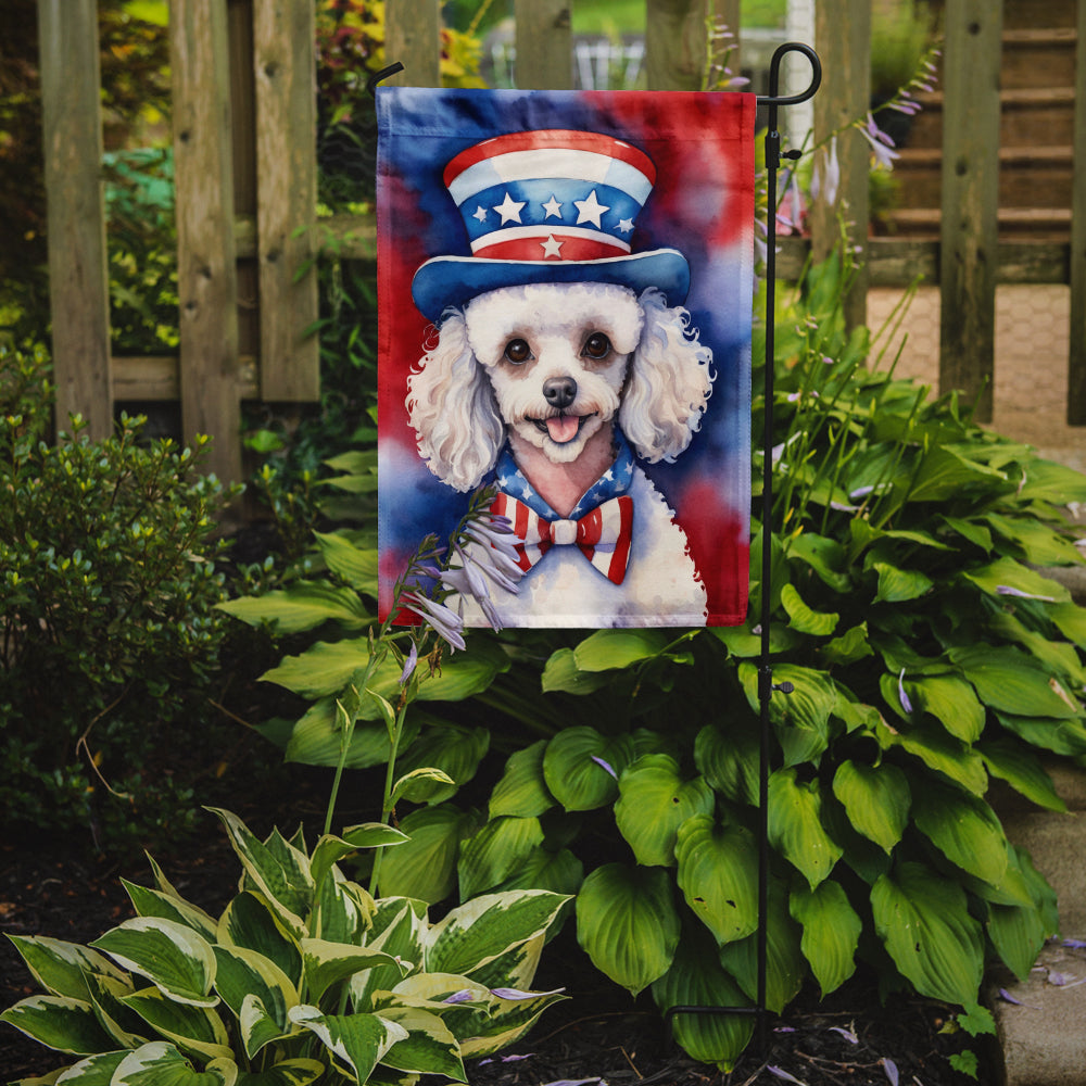 White Poodle Patriotic American Garden Flag