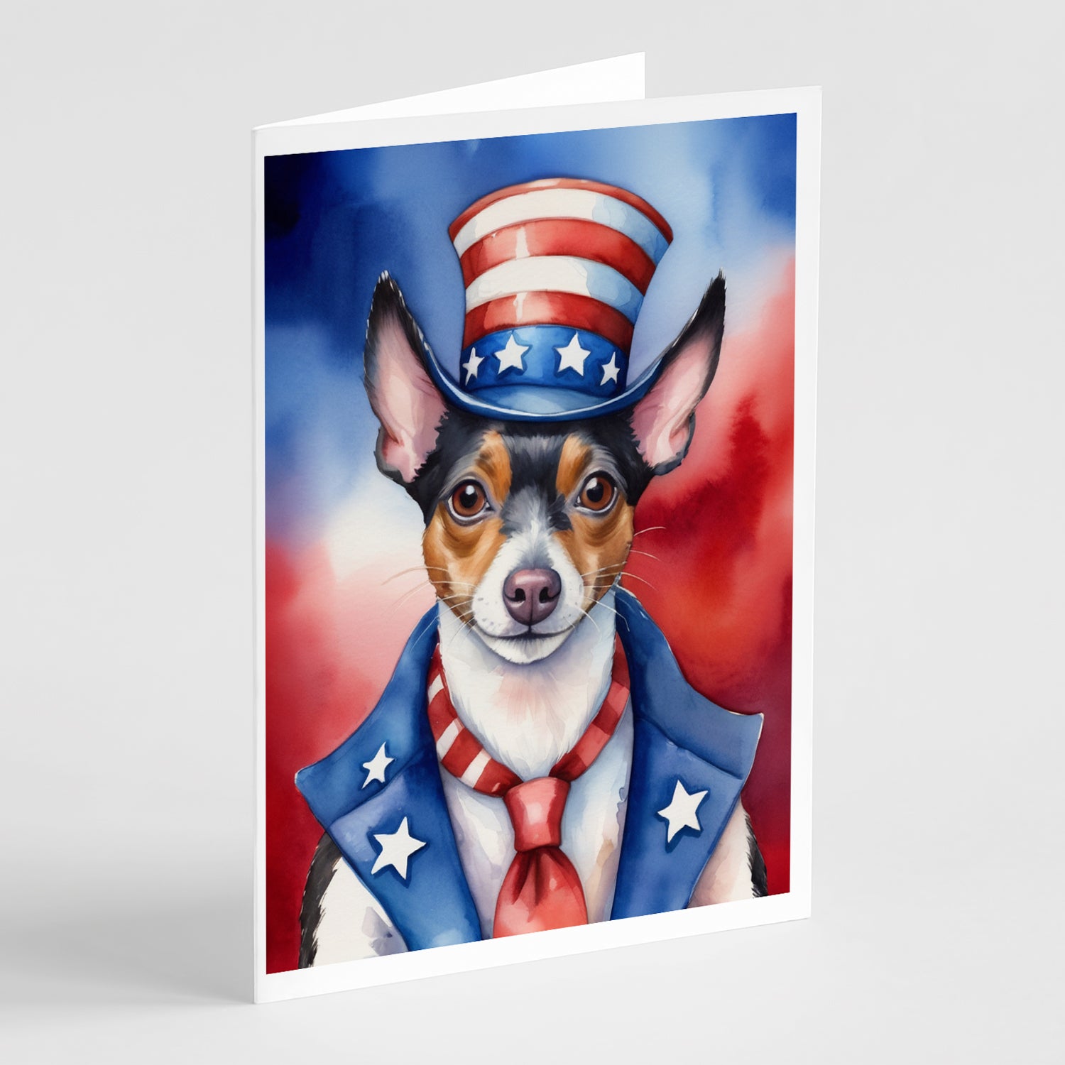 Buy this Rat Terrier Patriotic American Greeting Cards Pack of 8