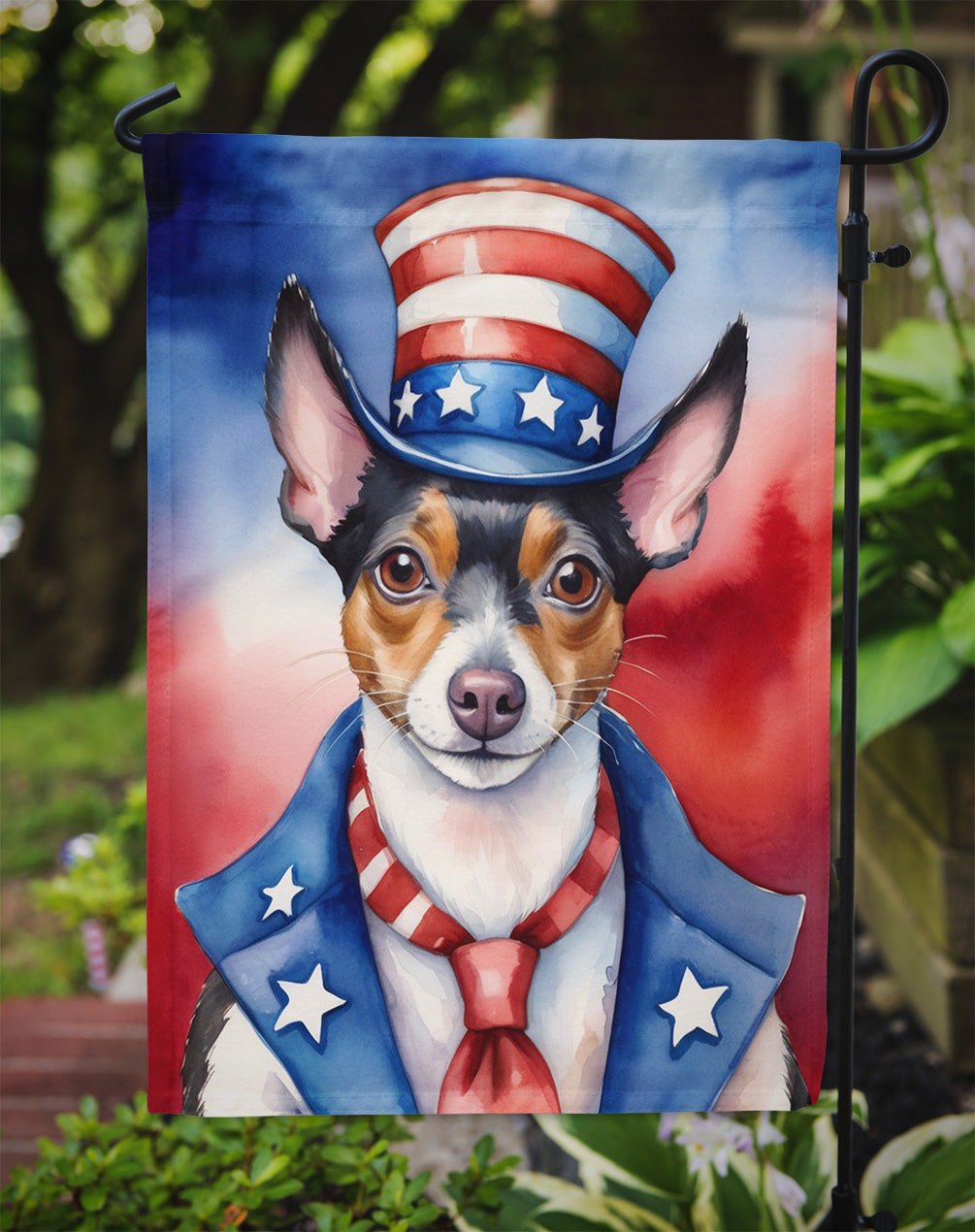 Rat Terrier Patriotic American Garden Flag