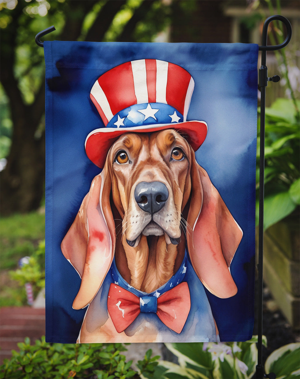 Redbone Coonhound Patriotic American Garden Flag