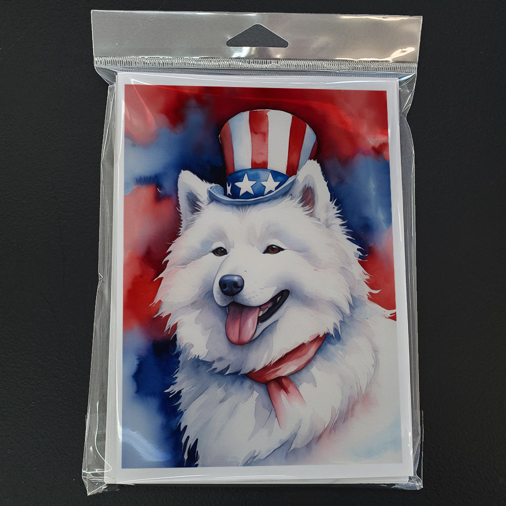 Samoyed Patriotic American Greeting Cards Pack of 8