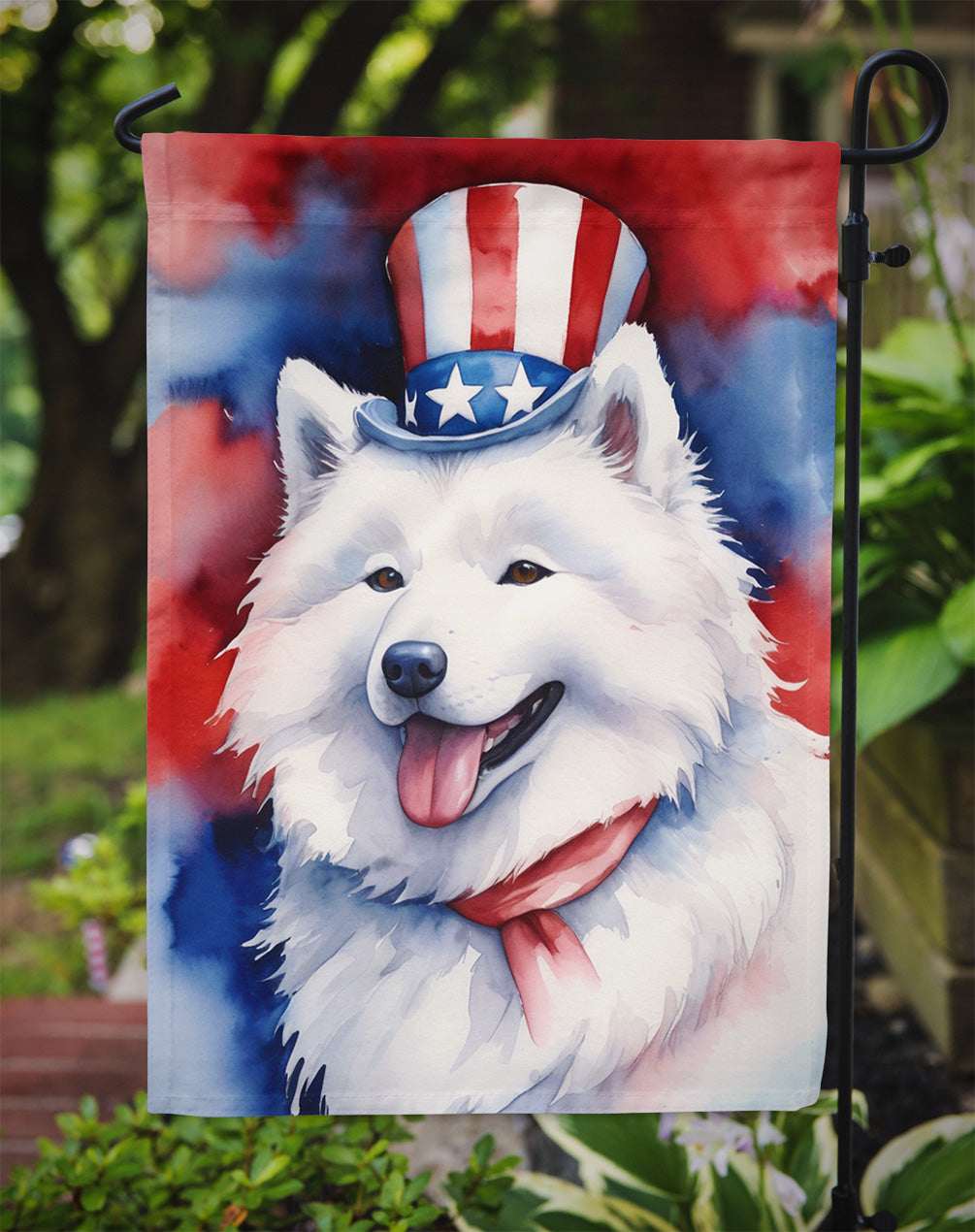 Samoyed Patriotic American Garden Flag