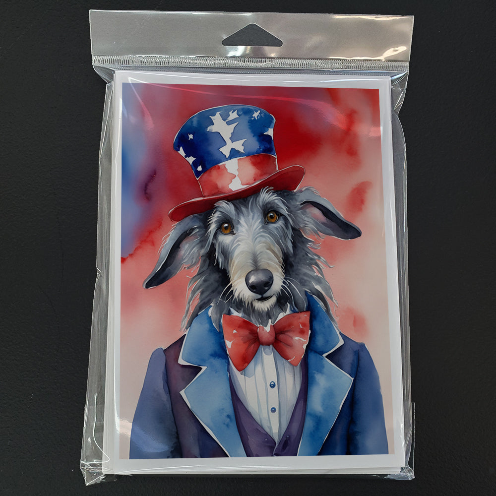 Scottish Deerhound Patriotic American Greeting Cards Pack of 8