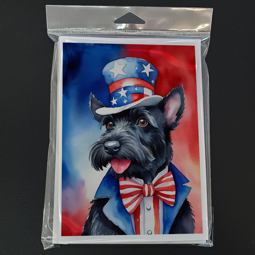 Scottish Terrier Patriotic American Greeting Cards Pack of 8