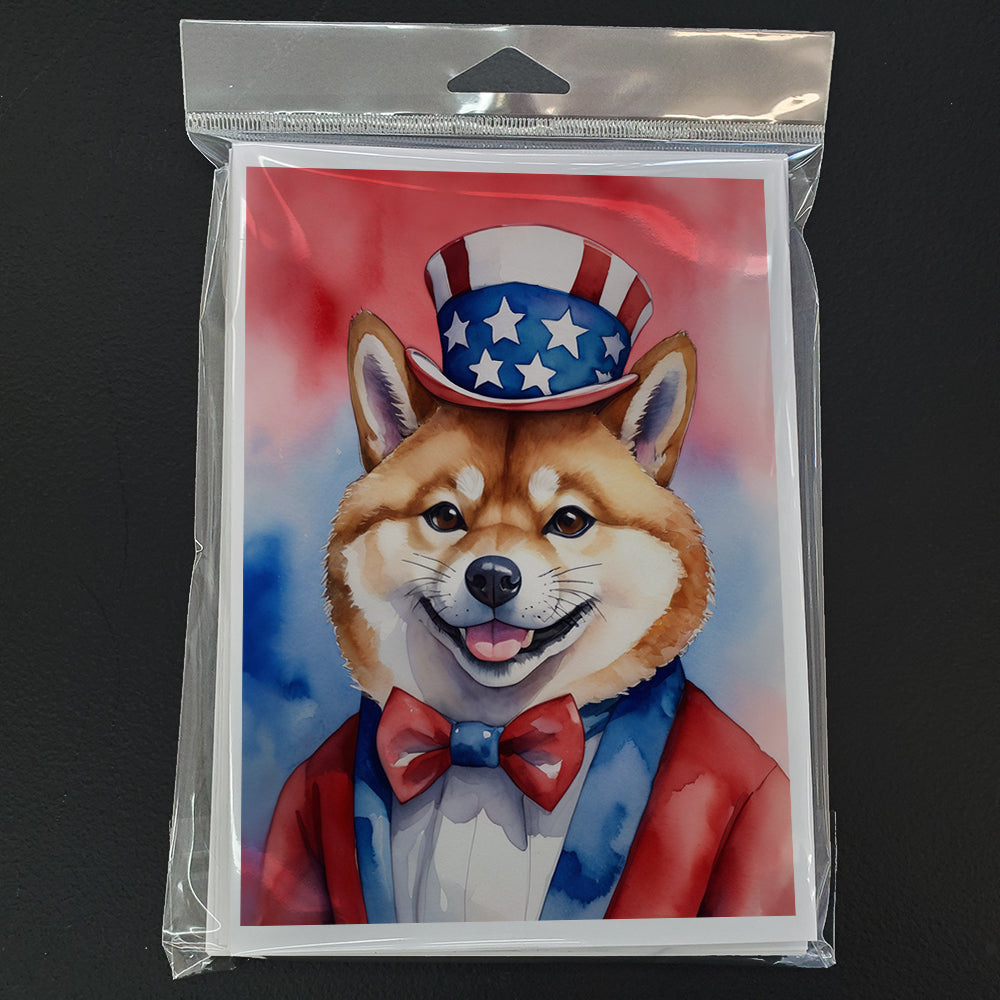 Shiba Inu Patriotic American Greeting Cards Pack of 8