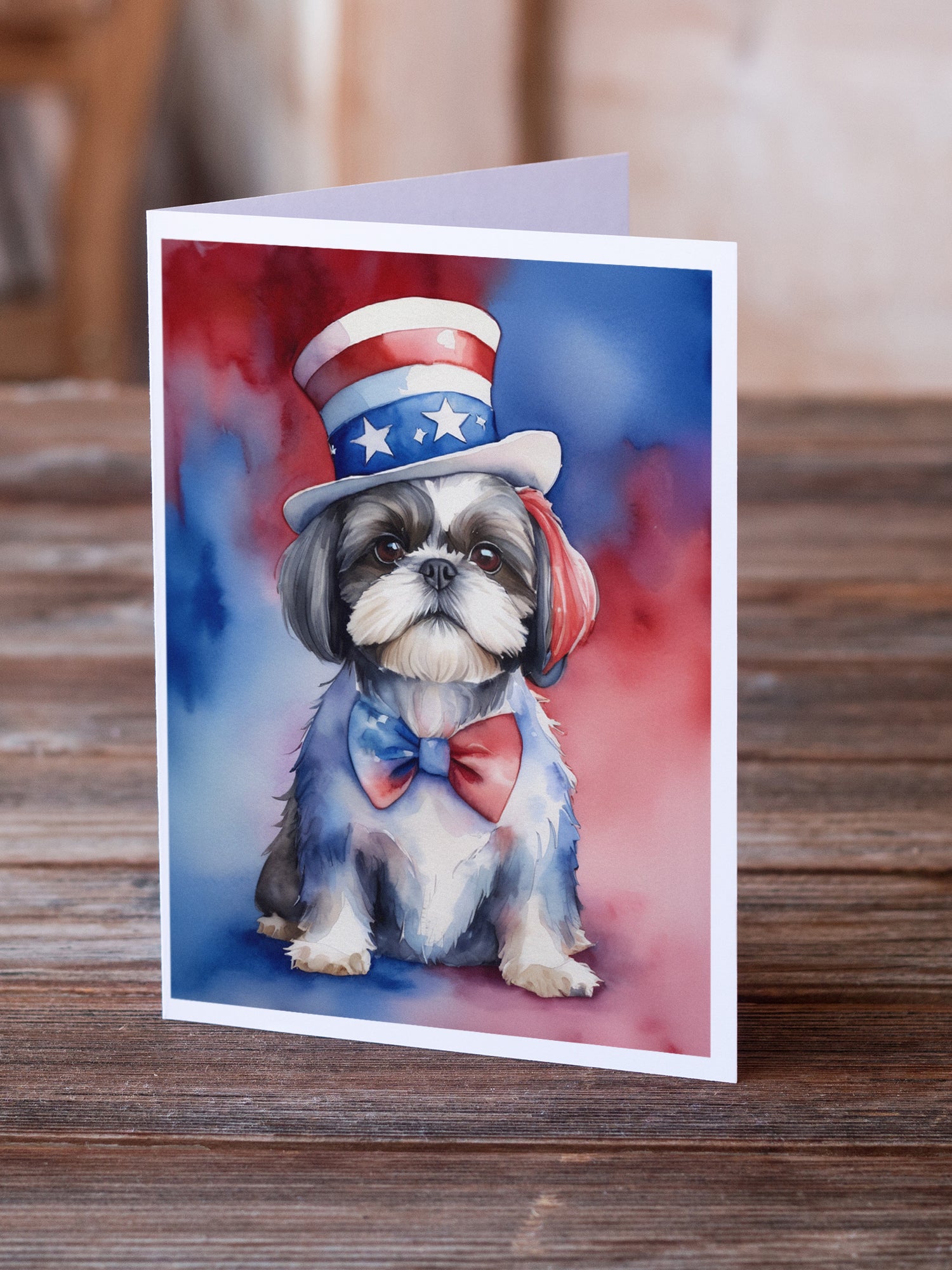 Buy this Shih Tzu Patriotic American Greeting Cards Pack of 8