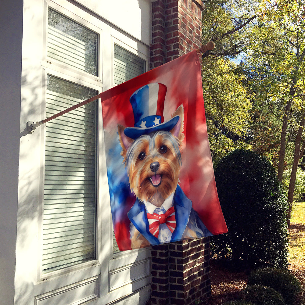 Silky Terrier Patriotic American House Flag