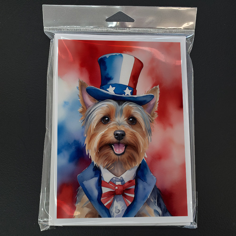 Silky Terrier Patriotic American Greeting Cards Pack of 8