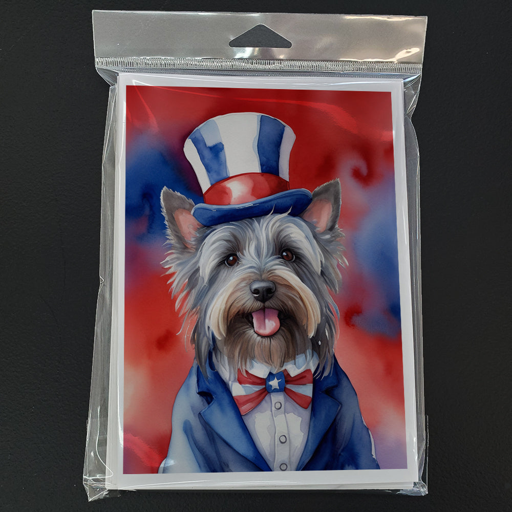Skye Terrier Patriotic American Greeting Cards Pack of 8
