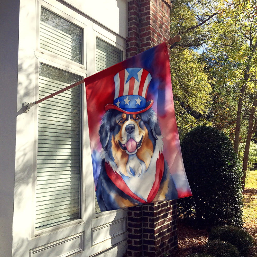 Tibetan Mastiff Patriotic American House Flag