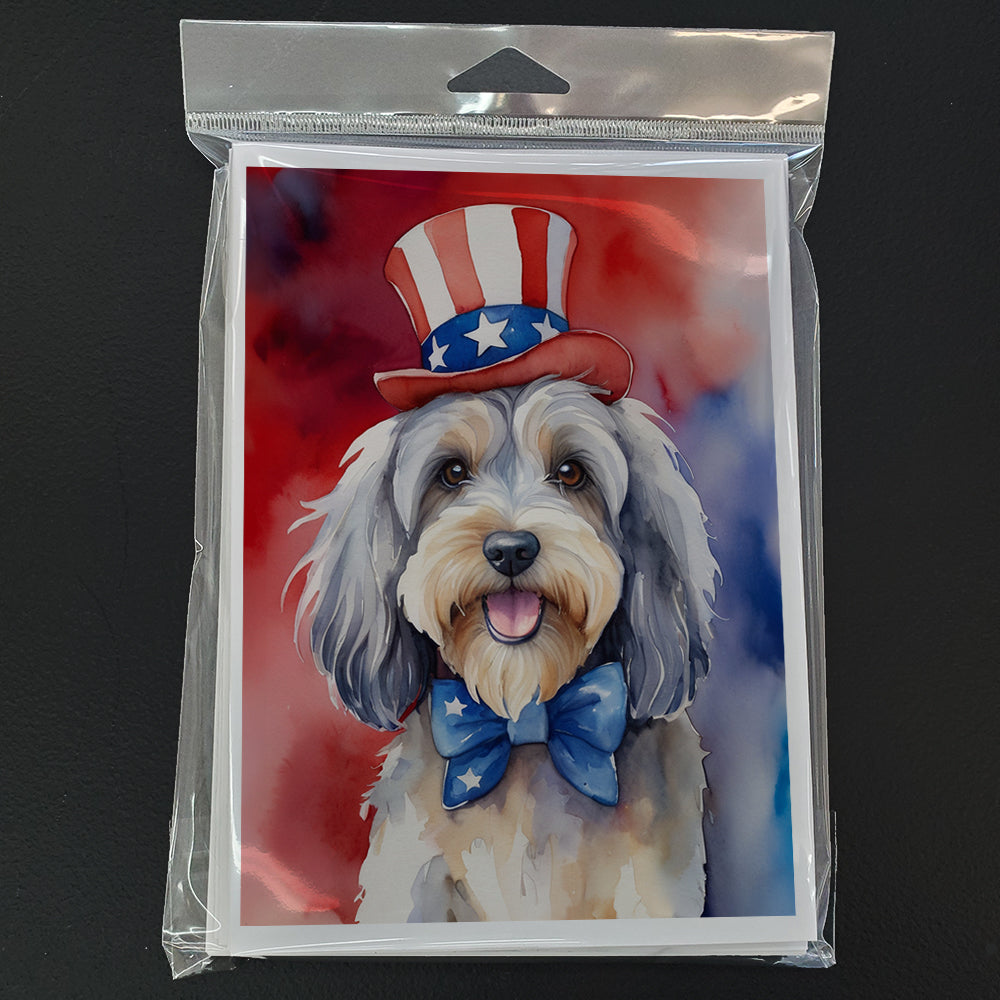 Tibetan Terrier Patriotic American Greeting Cards Pack of 8