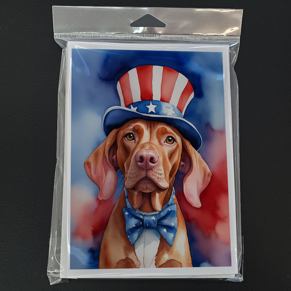 Vizsla Patriotic American Greeting Cards Pack of 8
