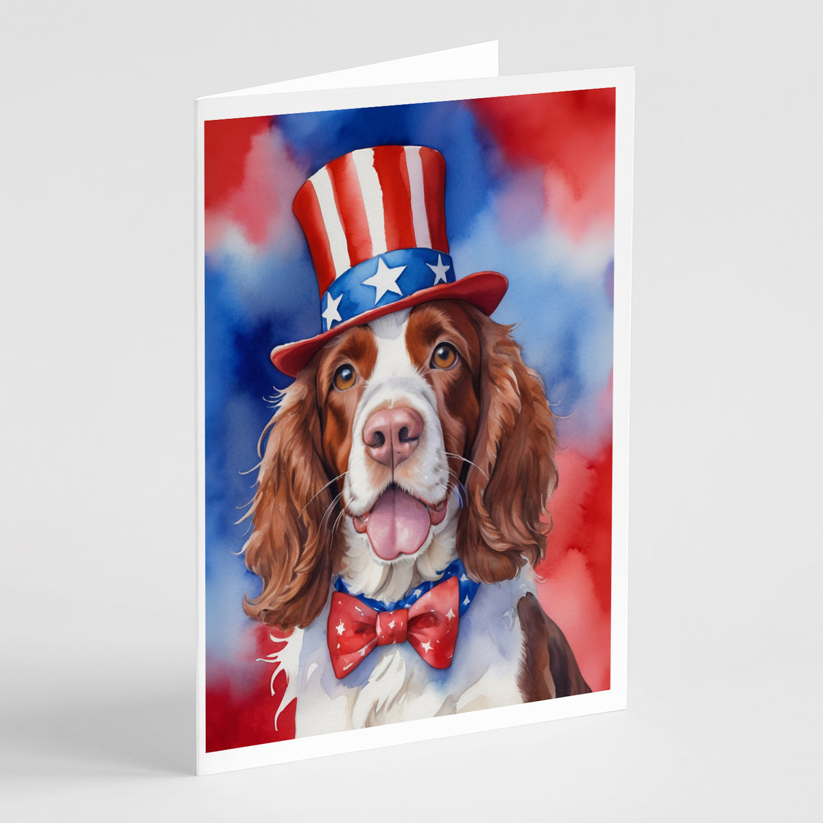 Buy this Welsh Springer Spaniel Patriotic American Greeting Cards Pack of 8