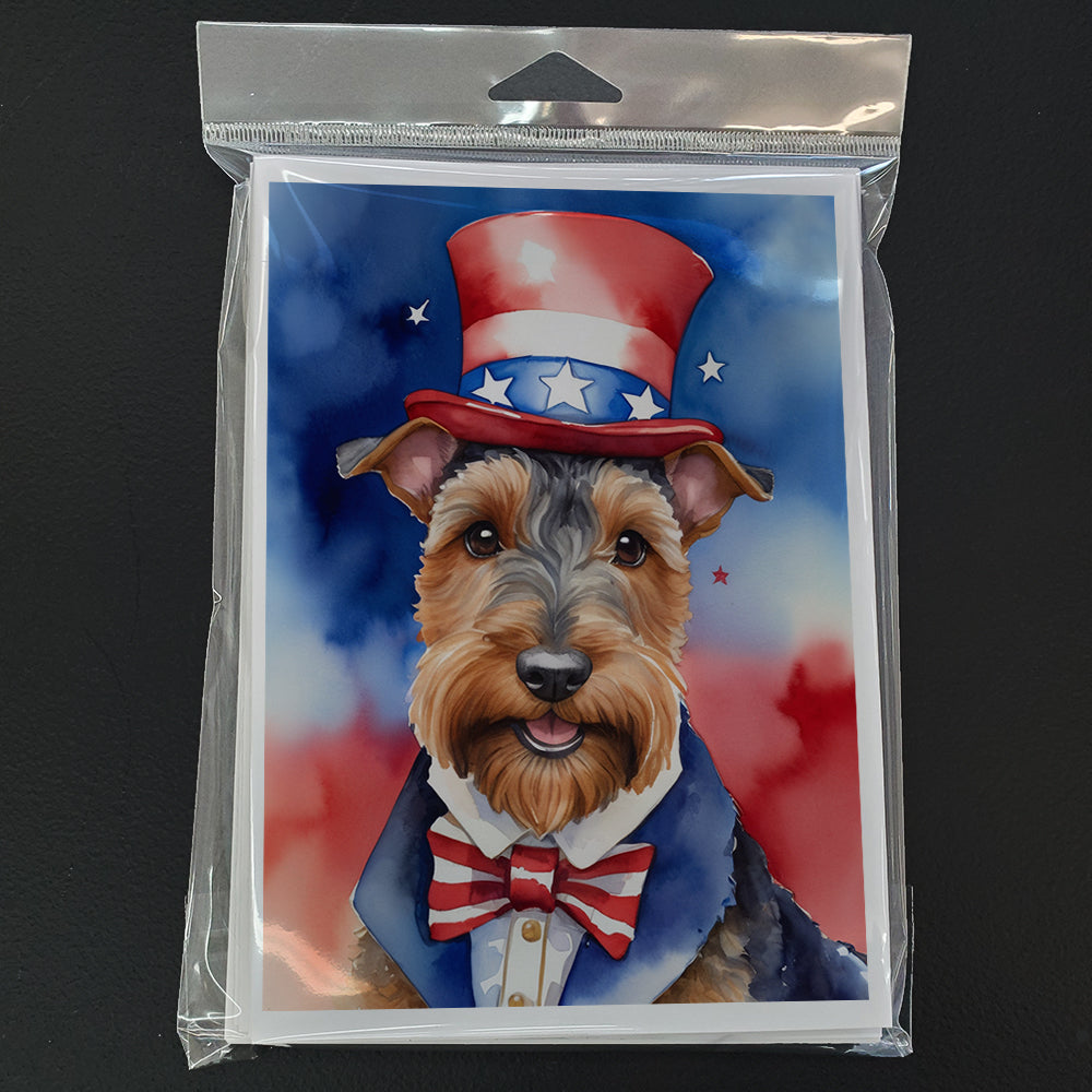 Welsh Terrier Patriotic American Greeting Cards Pack of 8