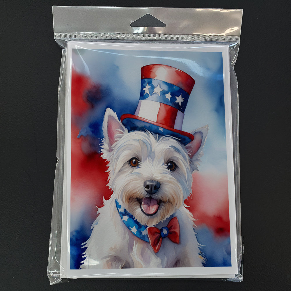 Westie Patriotic American Greeting Cards Pack of 8